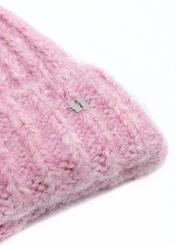 Women's winter hat in pink CZADT-0205-31(Z25), close-up of the product detail on a white background.