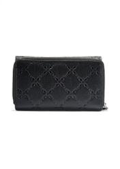 Black leather women's wallet with monogram PORES-0882A-99(W25)
