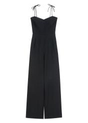 Black women's jumpsuit KOBDT-0011-99(W26), front product view, on white background.