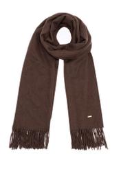 Dark brown women's scarf with wool SZADT-0232-1I(Z26), front view of the product on a white background.