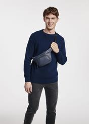 Navy blue leather waist bag with logo TORMS-0280D-69(W25)-02