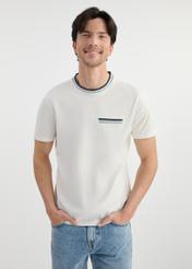 Men's white cotton T-shirt TSHMT-0123-12(W25), front view of the product on the model. The entire silhouette is visible.