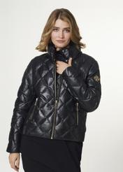 Women's leather jacket with high collar KURDS-0335-5339(Z21)-01