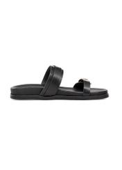 Black women's leather flip-flops BUTYD-1160-99(W25), side view of the product on a white background.