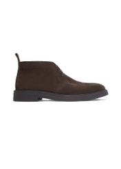 Men's dark brown suede ankle boots BUTYM-0575-1I(Z26), side view of the product on a white background.