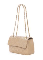 Beige leather women's handbag with chain TORES-1110-1B(W26)