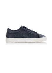 Men's navy blue leather sneakers BUTYM-0458-69(W24)-01