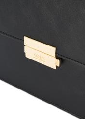 Black women's handbag TOREC-1080-99(Z25), close-up of the product buckle, view on a white background.