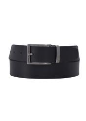 Men's black leather belt PASMS-0289-99(Z26), front product view on white background.