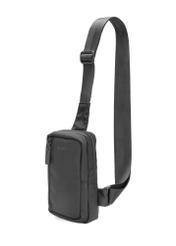 Black small men's bag TORMN-0390-99(W26), diagonal product view on white background.