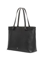 Women's black leather shoulder shopper bag TORES-1357-9I(Z26) - diagonal product view, on a white background.