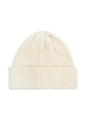 Cream women's hat with sequins CZADT-0203-16(Z25), back view of the product on a white background.