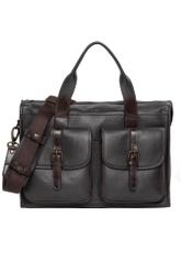 Brown leather men's briefcase TORMS-0521-1H(Z26), front product view on white background.