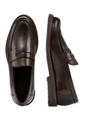 Dark brown leather men's loafers BUTYM-0502-90(W25)-05