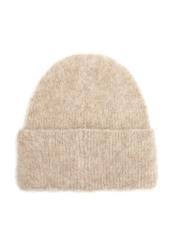 Beige woolen women's hat CZADT-0212-81(Z25), back view of the product on a white background.