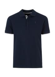 Navy blue men's polo shirt with logo POLMT-0045A-69(W24)-04