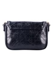 Black small glossy messenger bag TOREC-1254-9F(Z26), back view of the product on a white background.