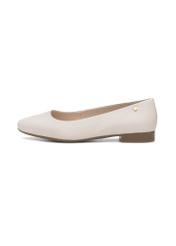 Cream leather women's ballet flats BUTYD-1049B-0B(W26), product view from the side on a white background.