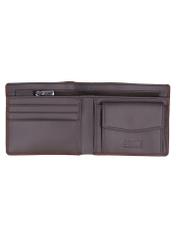 Brown leather men's wallet PORMS-0734-1I(Z26), product view inside on white background.