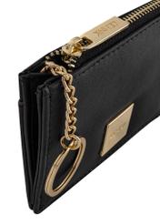 Women's small flat black wallet POREC-0367-99(W24)-05