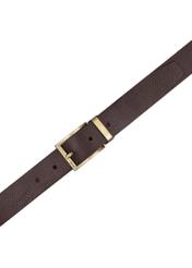 Men's dark brown leather belt PASMS-0289-1I(Z26), top view of the product on a white background.