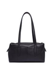 Women's leather handbag in black color TORES-1431-9I(Z26), product view from the back on a white background.
