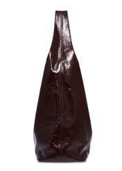 Burgundy leather shopper bag TORES-1372-4D(Z26), side product view on white background.