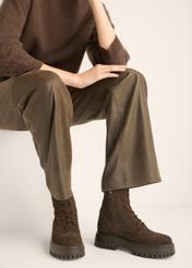 Women's suede ankle boots in brown color BUTYD-1289-1I(Z26)