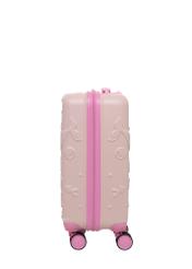 Small pink suitcase on wheels WALAB-0087-5A-18(W26), side view of the product on a white background.