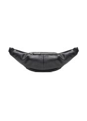 Men's black leather waist bag with logo TORMS-0295A-99(Z25) - back view of the product on a white background.