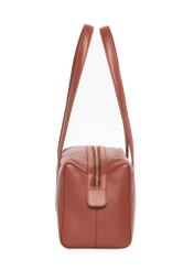 Women's leather handbag in red color TORES-1431-3D(Z26), side view of the product on a white background.