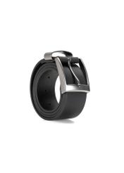 Men's black leather belt PASMS-0163-9P(W26), diagonal product view on a white background.