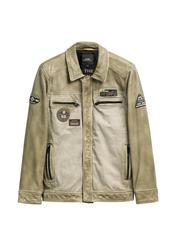 Men's khaki transition jacket KURMS-0405-8F(W26), front product view on white background.