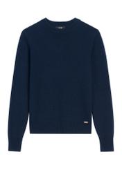 Navy blue women's cashmere and wool sweater SWEDT-0251A-7E(Z26), front product view on white background.