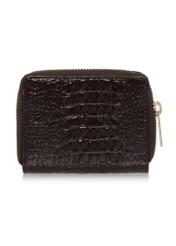 Dark brown leather women's croco wallet PORES-0810-90(W23)-02