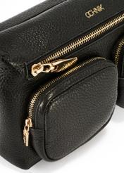 Black leather women's handbag TORES-1161-99(Z25), close-up of product detail, view on white background.