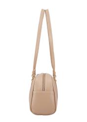 Dark beige shoulder bag TOREC-1233-1K(Z26), product view from the side on a white background.