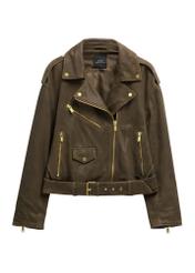 Women's leather jacket khaki KURDS-0650-8D(Z26)