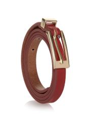 Thin red leather women's belt PASDS-0270-42(W23)-02