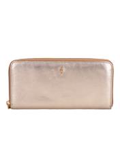 Large gold-colored leather women's wallet PORES-1028-2X(Z26), front product view on white background.