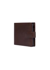 Dark brown leather men's wallet PORMS-0733-1I(Z26), diagonal product view on white background.
