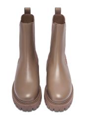 Women's leather Chelsea boots in cool beige color BUTYD-1120-1K(Z26), front product view on white background.