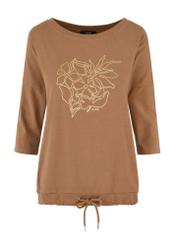 Women's ribbed blouse in camel BLUDT-0174-24(W24)-03