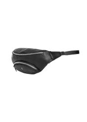 Black leather waist bag TORES-1379-99(Z26), diagonal product view on white background.