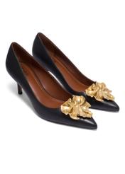 Women's leather high heels in black BUTYD-1298-99(Z26), diagonal product view on a white background.