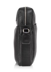 Black leather men's bag with logo TORMS-0297A-99(Z25) - side view of the product on a white background.
