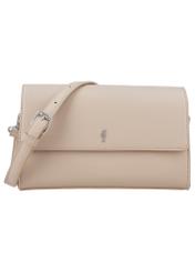 Small women's handbag made of ecru imitation leather TOREC-1324-0B(Z26), front product view, on white background.