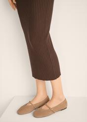 Women's suede ballet flats in cool beige BUTYD-1309-1K(Z26)