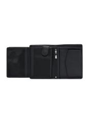 Black men's leather wallet PORMS-0632A-99(Z25), product view inside on white background.