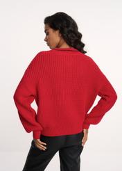 Red women's sweater with OCHNIK logo SWEDT-0163-42(Z22)-04